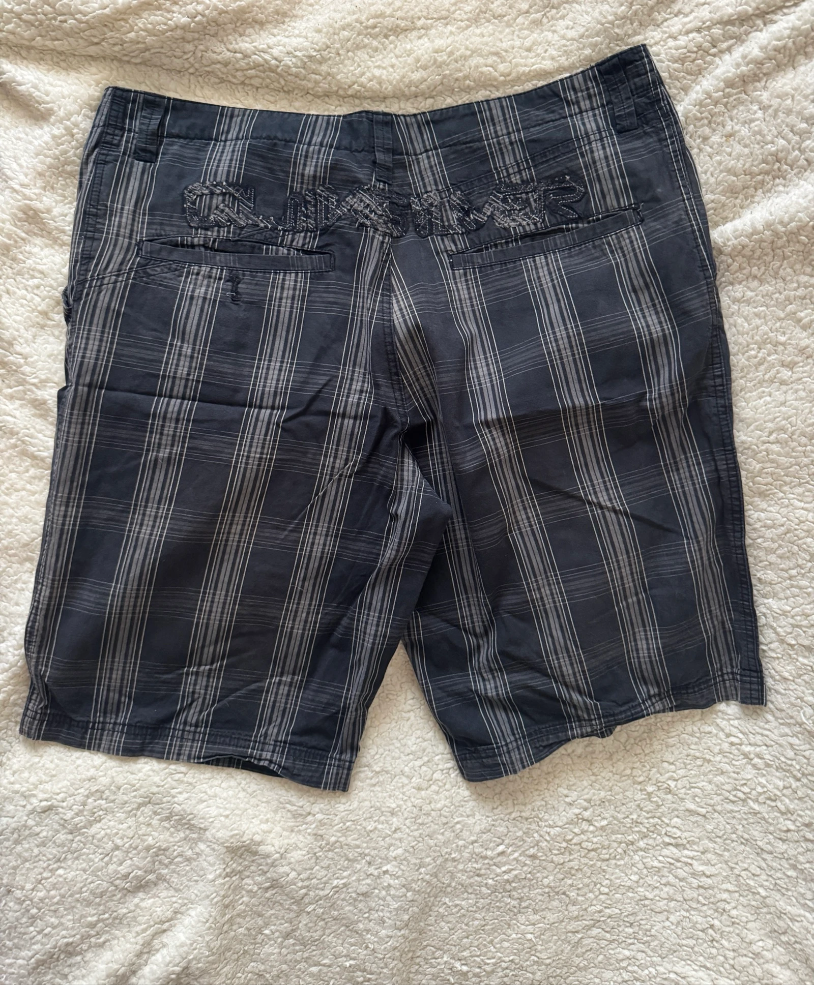 Shorts de Praia Xadrez Quicksilver Cinza Escuro Tamanho L Skate Surf Casual – photo 24